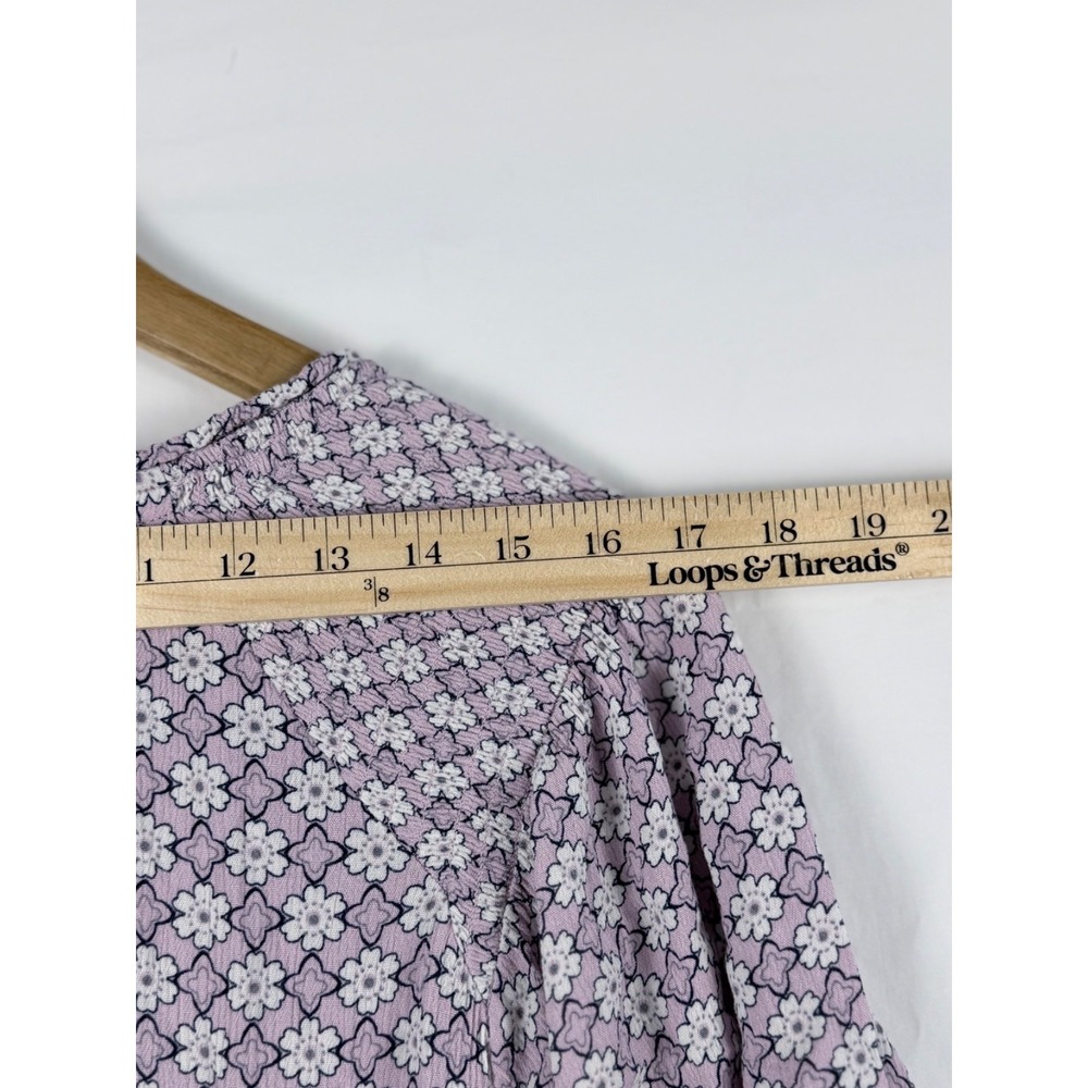 Knox Rose Lilac Floral Maxi Dress L Tiered Tassel Smocked Boho Cottage Prairie - Picture 8 of 11